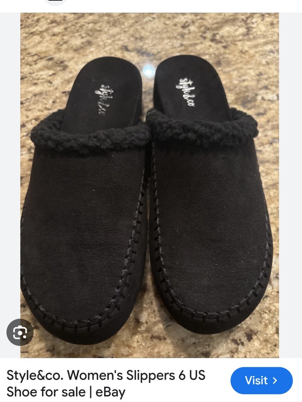 Style & Co. Black Faux-Suede Slip-On Mule Slippers